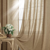 Tan Burlap Linen Curtains 54 Inch Length 2 Panels for Bedroom Dining Room Kitchen Grommet Flax Beige Linen Drapes Semi Sheer Boho Farmhouse Neutral Window Curtains 54 Inches Long for Living Room - Like New